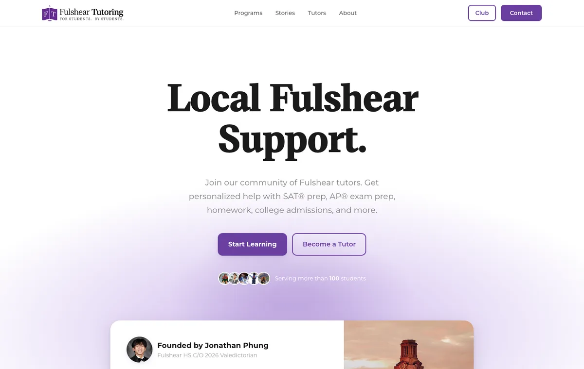 Homepage of fulsheartutoring.com